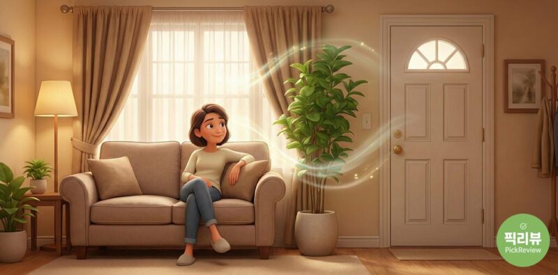 풍수 지리상 현관과 마주보는 소파배치