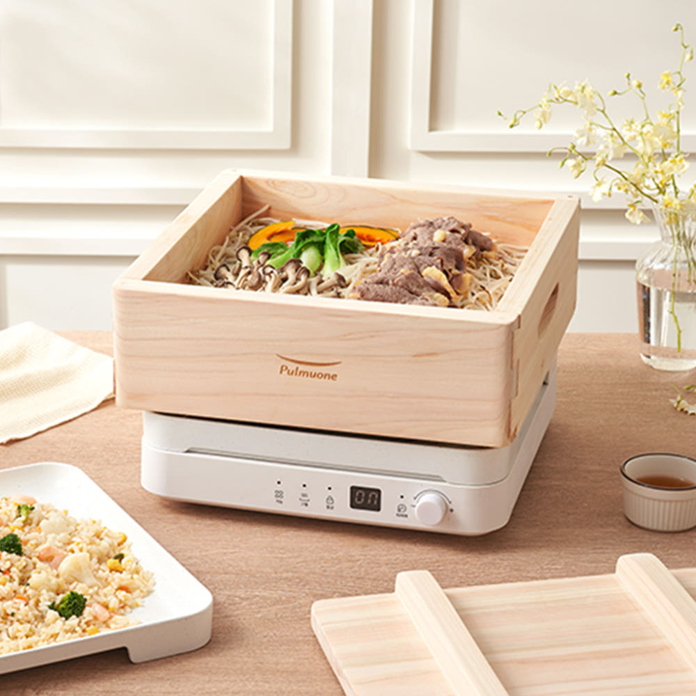 풀무원 트리플 인덕션 쿠커 1구인덕션 그릴플레이트 + 편백찜기 구성