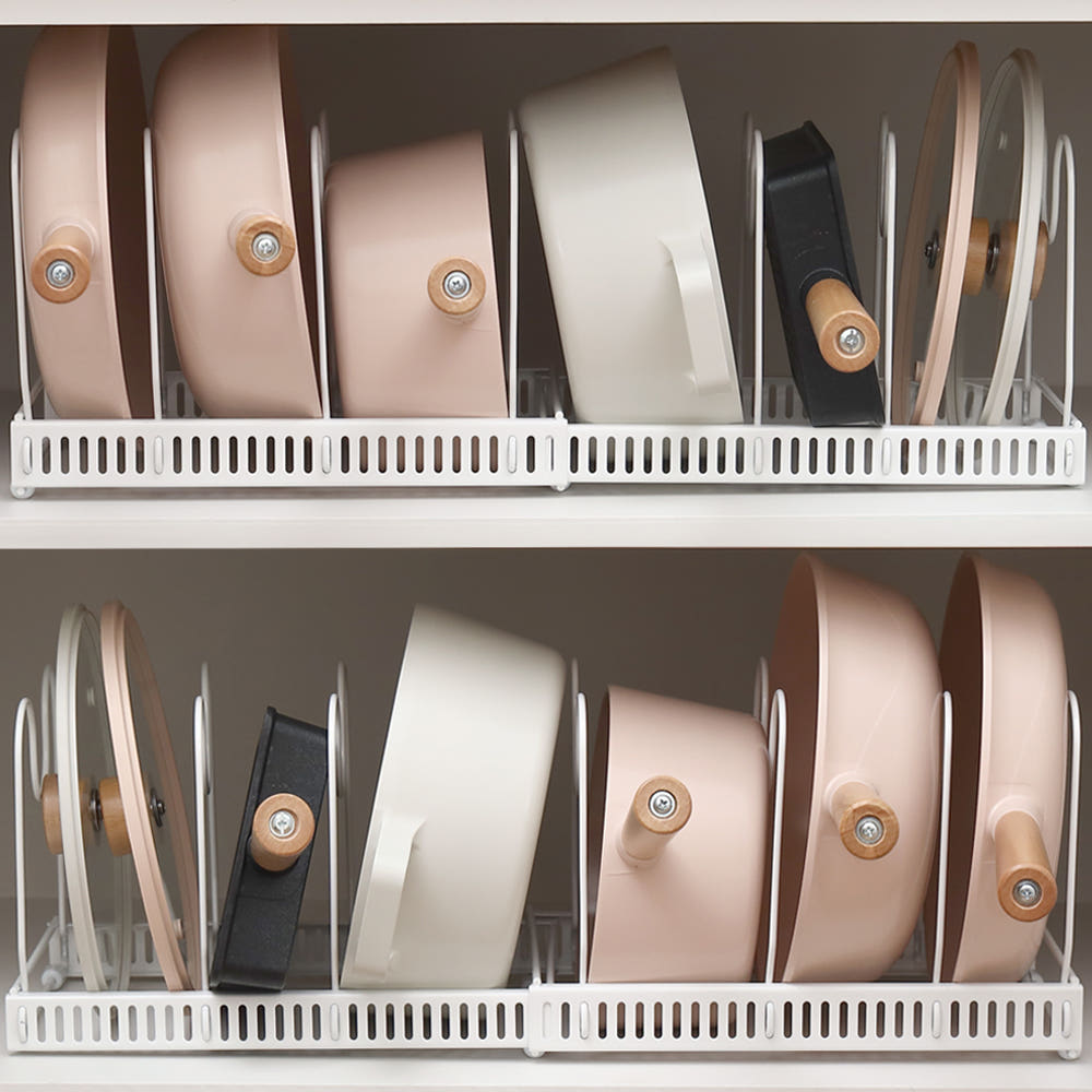 파쿠젠 1+1 확장형 후라이팬 정리대 그릇 접시 냄비정리