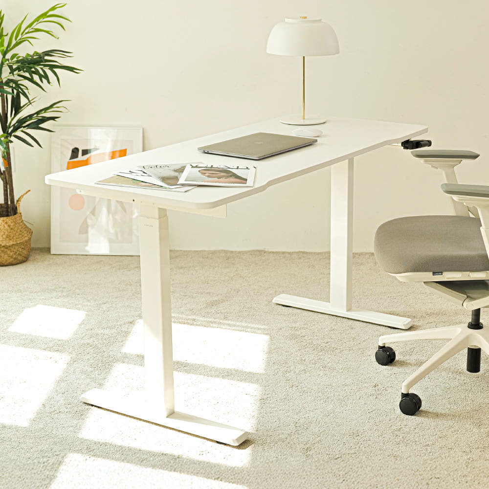 높이조절 스탠딩 책상 높낮이조절 수동 모션데스크 화이트 1200