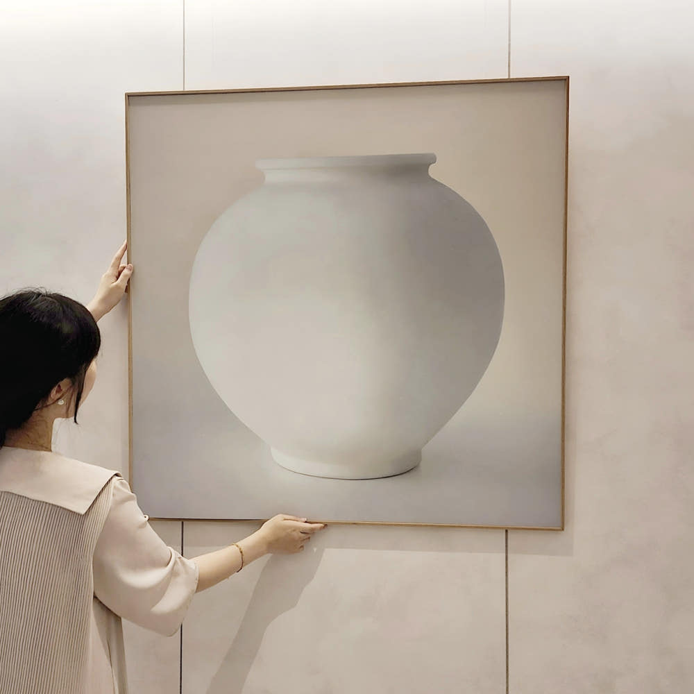 달항아리그림 기원 프리미엄 원목 액자 중형12호 50x50