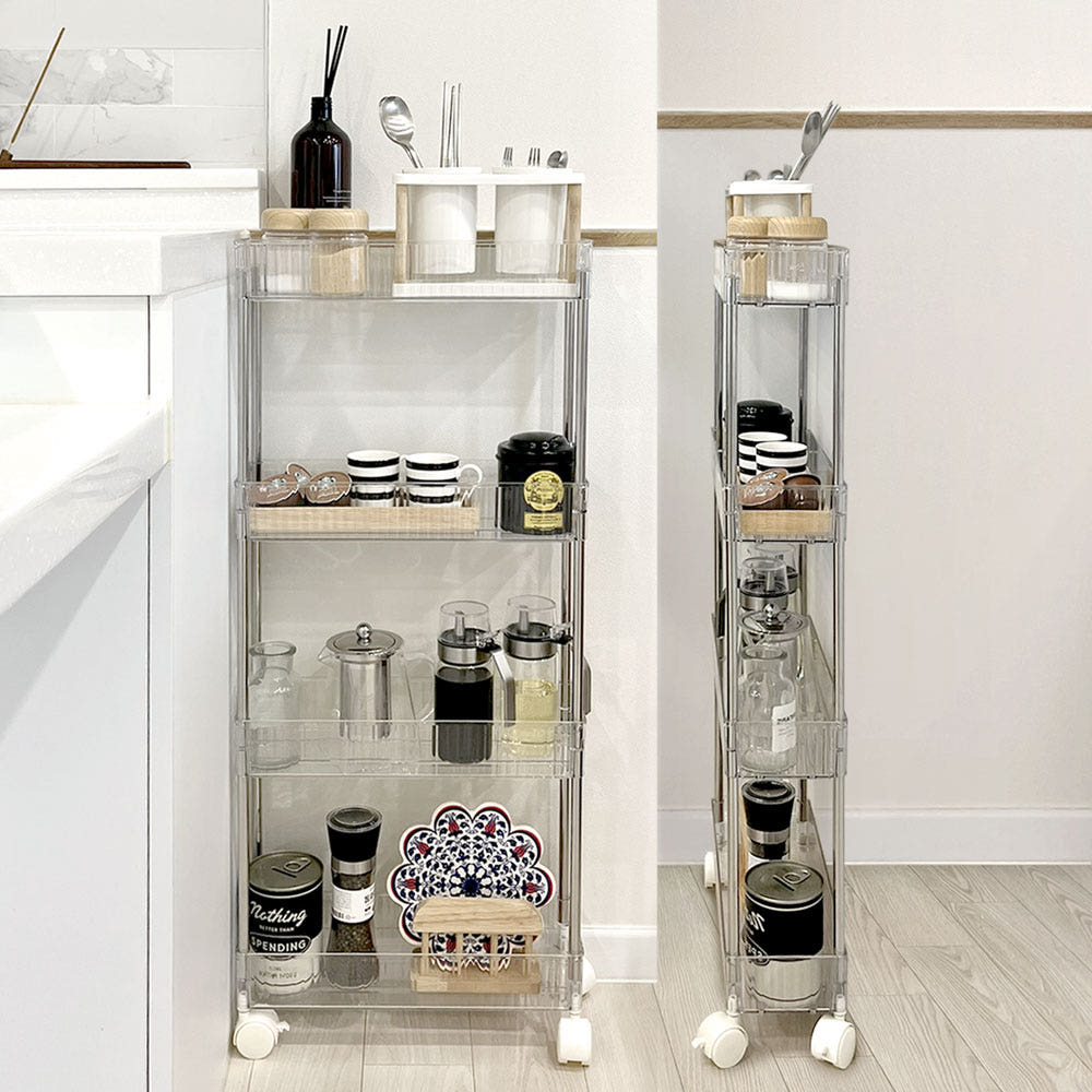 틈새선반 슬림 이동식트롤리 세탁실수납장 바퀴달린선반 4단