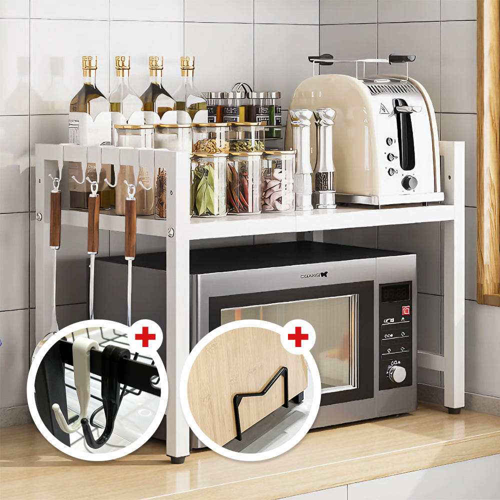 인트홈 높이 길이 조절 전자레인지 선반 주방 거치대 400x450x365, 2단, 화이