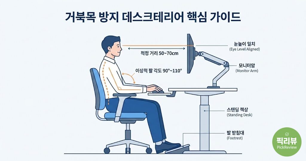 데스크 거북목 방지자세 가이드