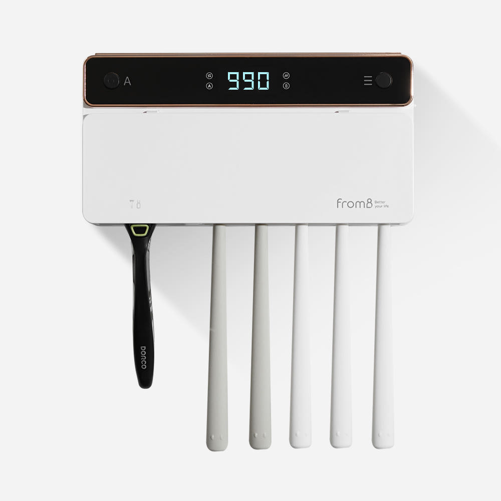 [벽걸이+유무선] 프롬비 UV-C 바람건조 자동 가정용 칫솔살균기 FD229 프리미엄 화이트