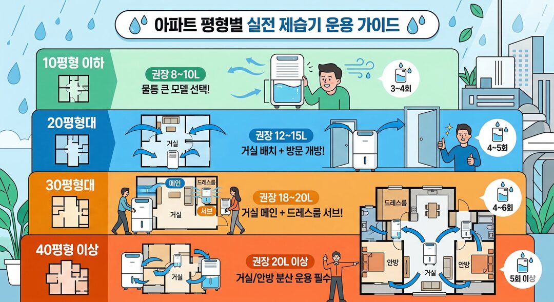 아파트 평형별 권장 제습기 용량