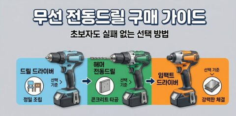 무선 전동드릴 선택 방법: 초보자용 구매 가이드 (해머/임팩트 차이)