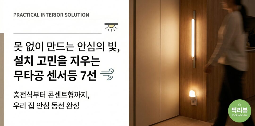 못 없이 만드는 안심의 빛, 설치 고민을 지우는 무타공 센서등 7선