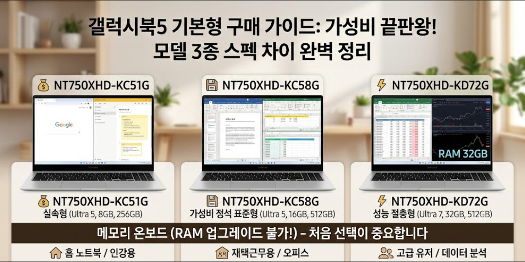 갤럭시북5 기본형 (39.6cm), 모델3종 비교 정리