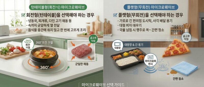 회전형(턴테이블) VS 플랫형(무회전)  비교